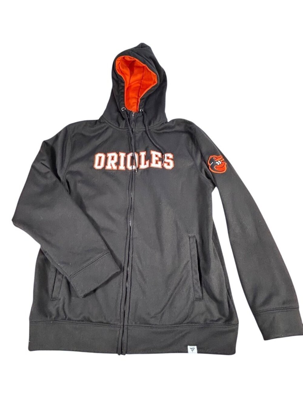 Baltimore Orioles Fanatics Full-Zip Hoodie Sz L Black w/ Orange Lined Hood MLB